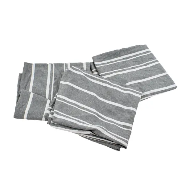 CGK Linens 5 Pc King Sheet Set Grey White Stripe 2 Sheets 3 Pillow Shams