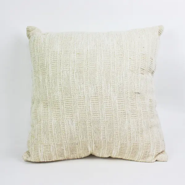 Nash & Nichol Woven Slub Cream Pillow Gold Thread Accents 18.5''x18.5''