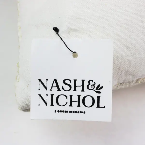 Nash & Nichol Woven Slub Cream Pillow Gold Thread Accents 18.5''x18.5''