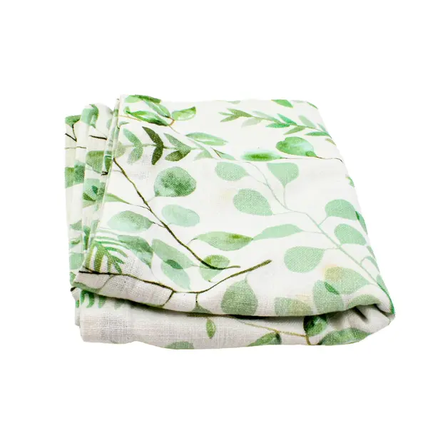 World Market Table Runner White Green Leaf Print 16 x 90 Inches 100% Cotton