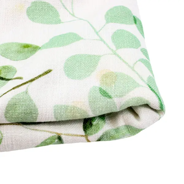 World Market Table Runner White Green Leaf Print 16 x 90 Inches 100% Cotton
