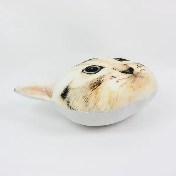 Realistic Cat Face Plush Pillow Cushion Stuffed Animal 12.25 x 9.25