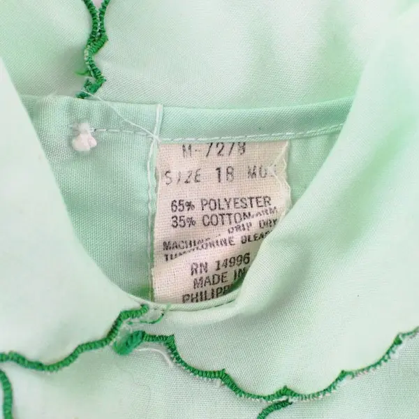 Vintage Green Floral Embroidered Baby Girls 18M 2-Piece Outfit 65/35 Poly Cotton