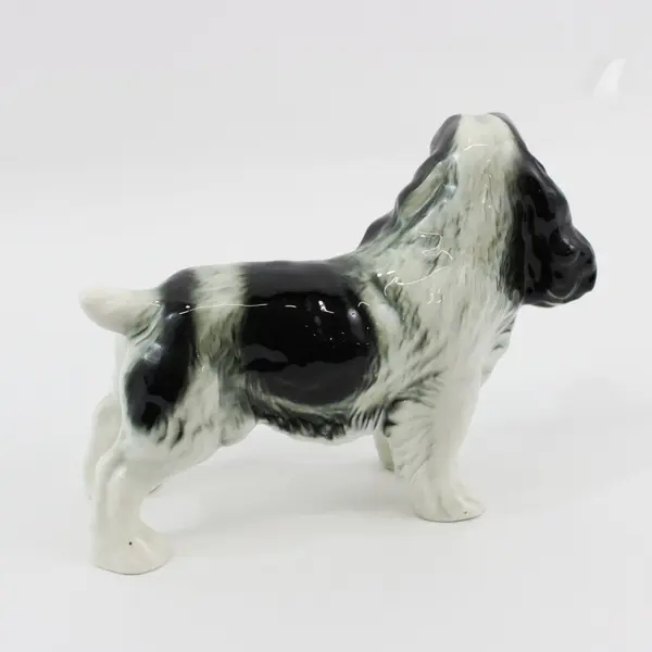 Vintage Black And White Ceramic English Springer Spaniel Dog Figurine 7.25" tall