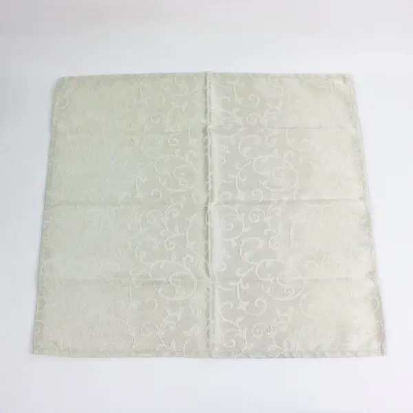 Set of 7 Ivory Linen Jacquard Floral Scroll Napkins