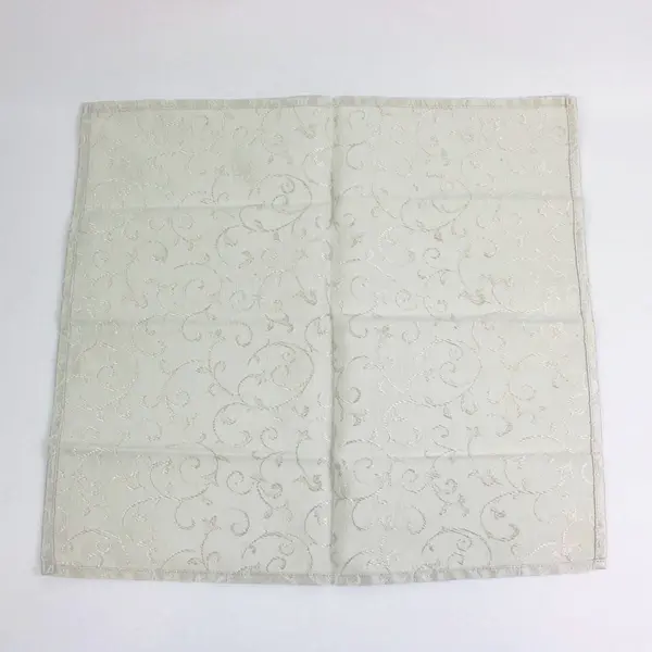 Set of 7 Ivory Linen Jacquard Floral Scroll Napkins