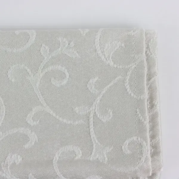 Set of 7 Ivory Linen Jacquard Floral Scroll Napkins