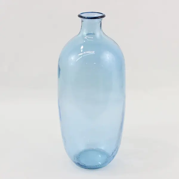12 in Blue Glass Jug-Style Vase Decorative Pressed Glass
