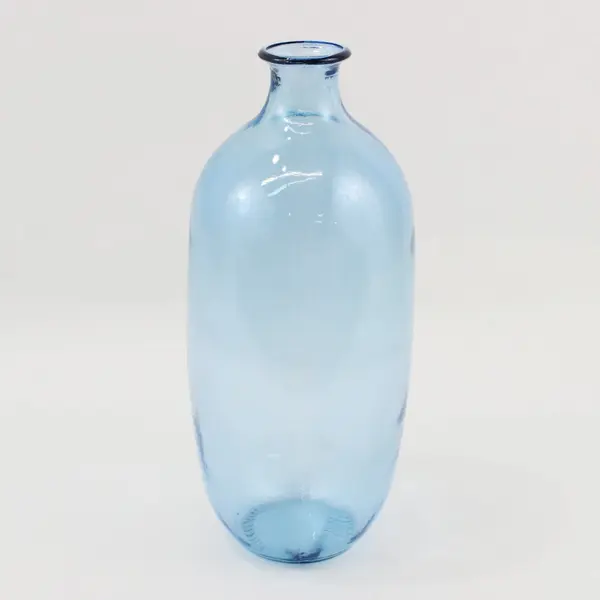 12 in Blue Glass Jug-Style Vase Decorative Pressed Glass