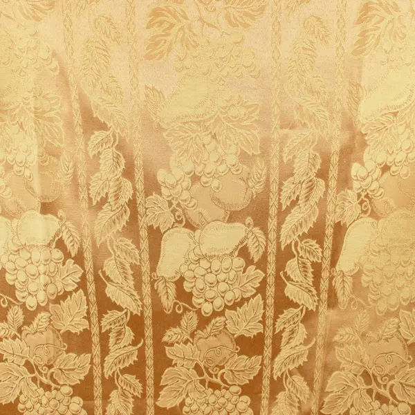 Vintage Yellow Gold Tablecloth Pear Grape Pattern 58.5 x 57 in