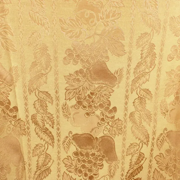 Vintage Yellow Gold Tablecloth Pear Grape Pattern 58.5 x 57 in