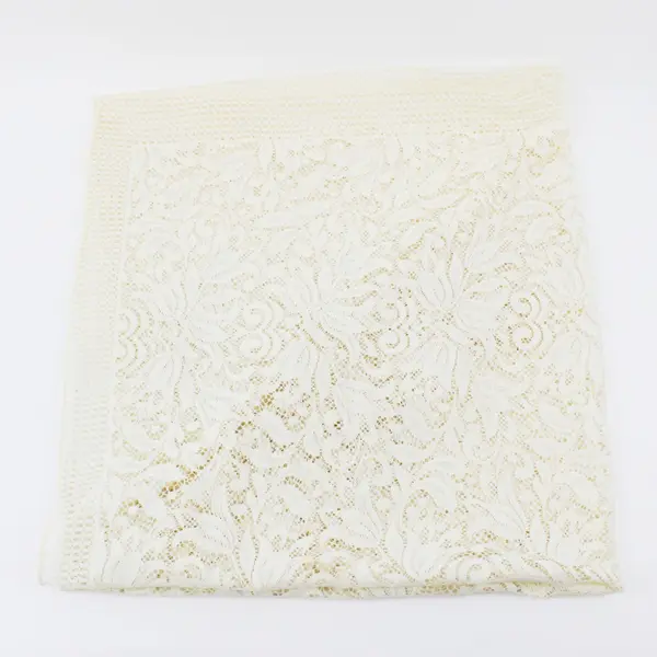 Beige Floral Eyelet Lace Tablecloth 43 x 40 Inch