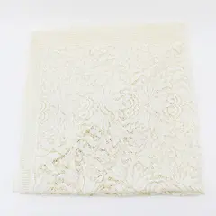 Beige Floral Eyelet Lace Tablecloth 43 x 40 Inch