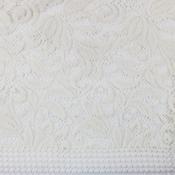 Beige Floral Eyelet Lace Tablecloth 43 x 40 Inch
