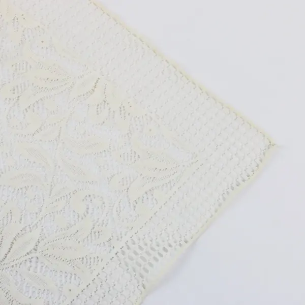 Beige Floral Eyelet Lace Tablecloth 43 x 40 Inch