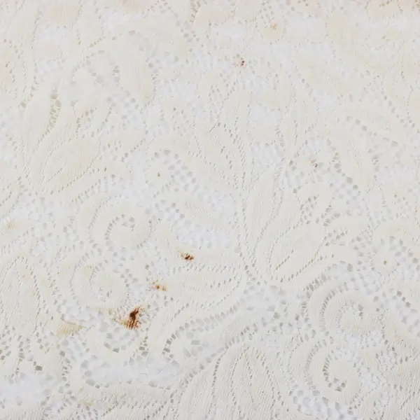 Beige Floral Eyelet Lace Tablecloth 43 x 40 Inch