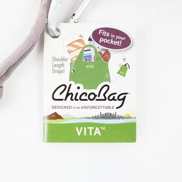 ChicoBag Vita Reusable Shopping Tote Bag Carabiner Clip Recycled Purple Bee 