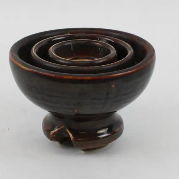 Brown Glazed Ceramic Electrical Insulator Rounded Top Terminals