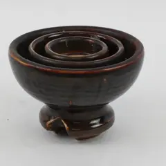 Brown Glazed Ceramic Electrical Insulator Rounded Top Terminals