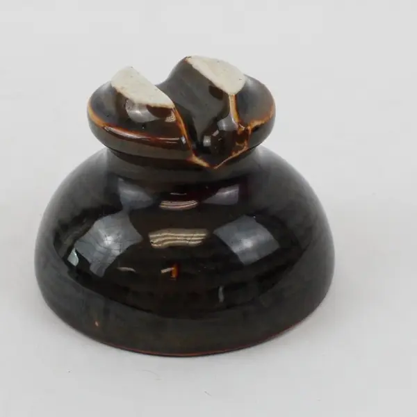 Brown Glazed Ceramic Electrical Insulator Rounded Top Terminals