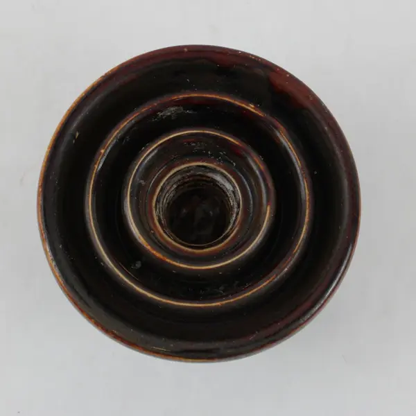 Brown Glazed Ceramic Electrical Insulator Rounded Top Terminals