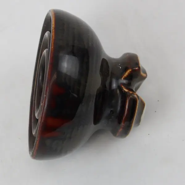 Brown Glazed Ceramic Electrical Insulator Rounded Top Terminals