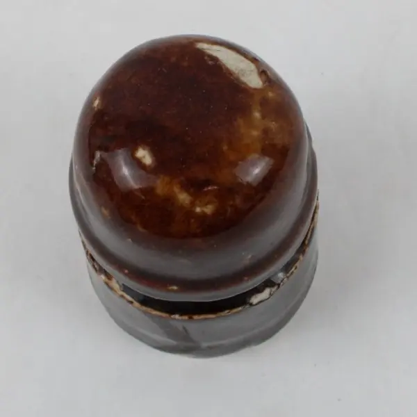 Brown Glazed Ceramic Telephone Insulator Industrial Collectible