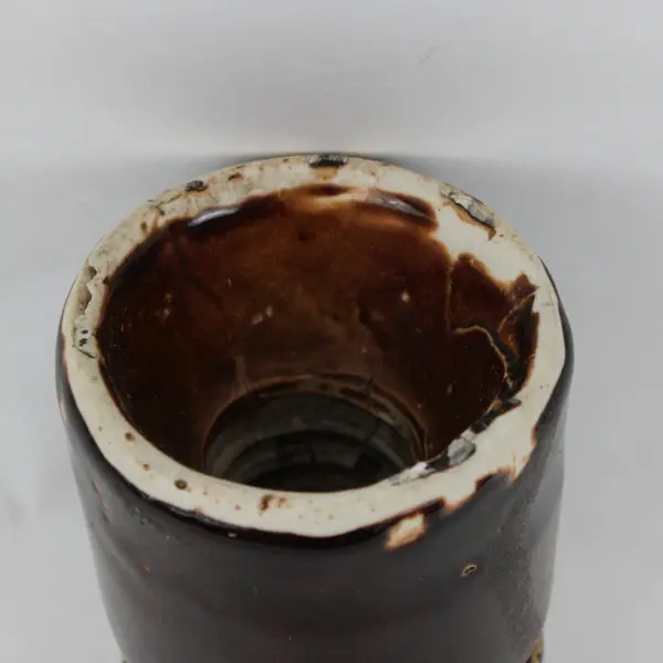Brown Glazed Ceramic Telephone Insulator Industrial Collectible