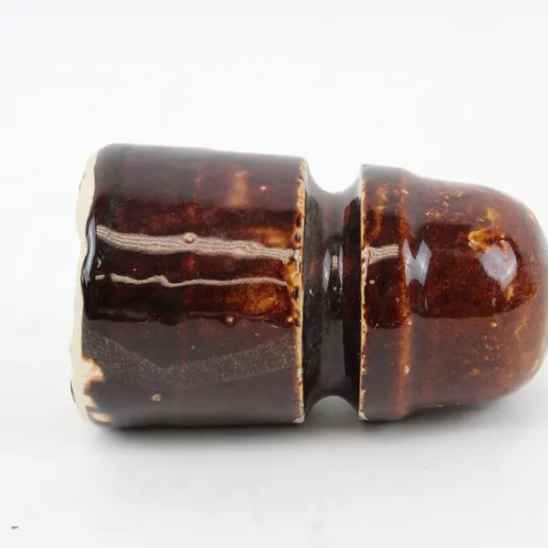 Brown Glazed Ceramic Telephone Insulator Industrial Collectible