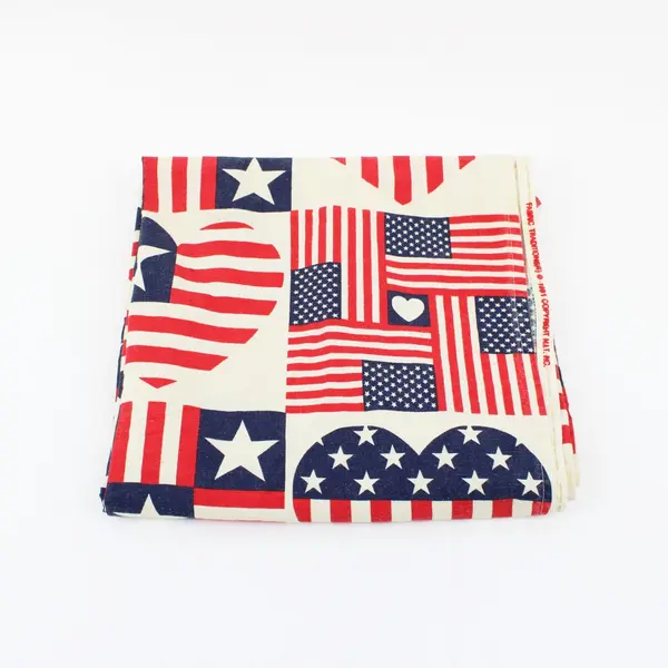 Fabric Traditions US Flag Heart Patriotic Tablecloth 44 x 41.5 in