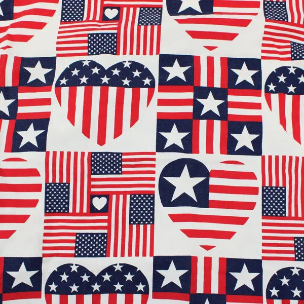 Fabric Traditions US Flag Heart Patriotic Tablecloth 44 x 41.5 in