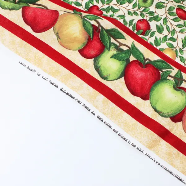 Leslie Beck Handmade Apple Print Tablecloth 47.5 x 58 Upcycled Fabric