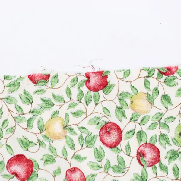 Leslie Beck Handmade Apple Print Tablecloth 47.5 x 58 Upcycled Fabric