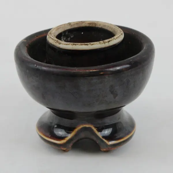 Brown Glazed Ribbed Electrical Power Line Insulator