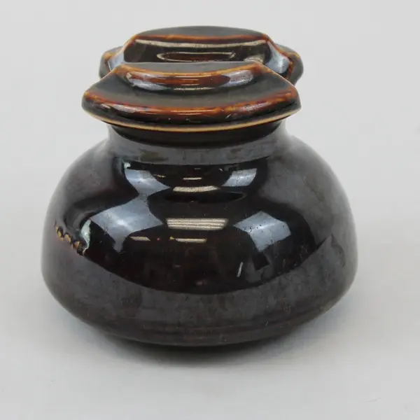 Brown Glazed Ribbed Electrical Power Line Insulator