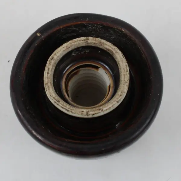 Brown Glazed Ribbed Electrical Power Line Insulator