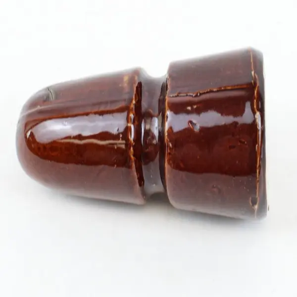Brown Glazed Porcelain/Ceramic Electrical Insulator Rounded Top