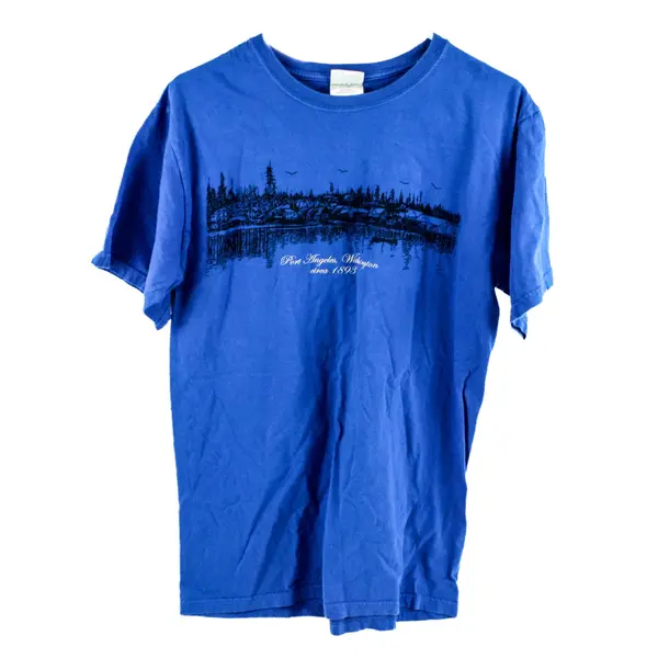 Port & Company Men's Blue Port Angeles Washington T-Shirt Medium