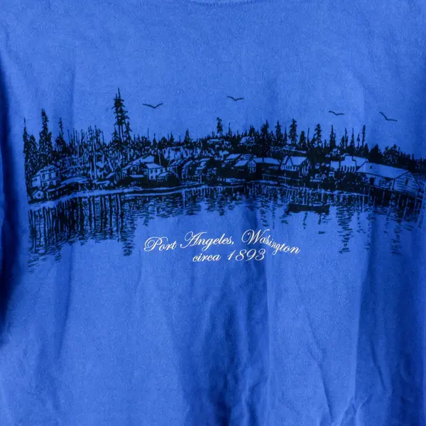 Port & Company Men's Blue Port Angeles Washington T-Shirt Medium