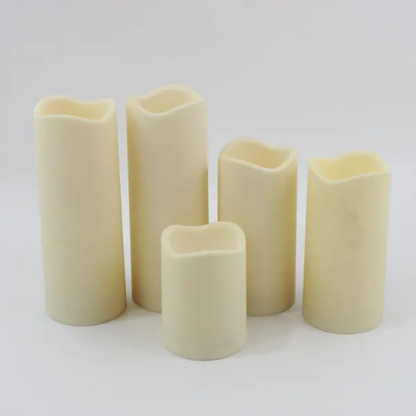 Lot of 5 Cream Rounded Square Flameless Candles Battery Operated