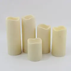 Lot of 5 Cream Rounded Square Flameless Candles Battery Operated