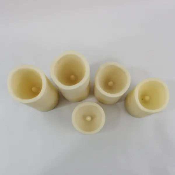 Lot of 5 Cream Rounded Square Flameless Candles Battery Operated