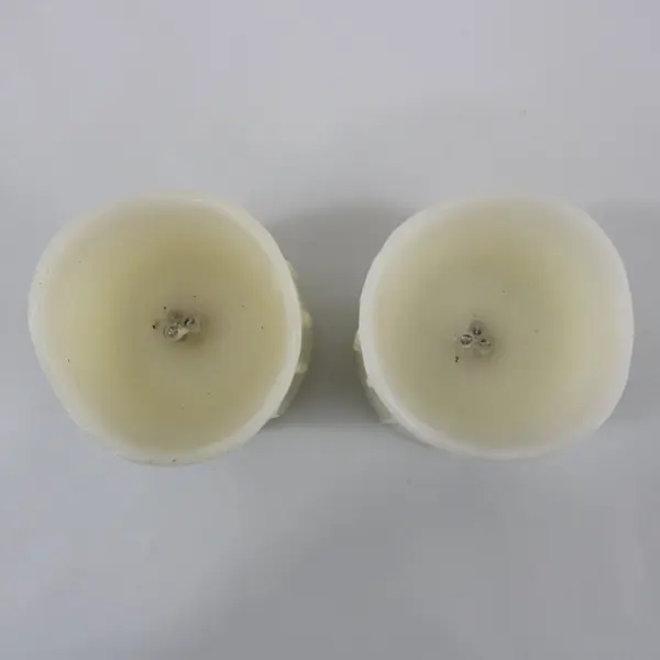 Lot of 2 LED Battery Operated Cream Color Wax Drip Pattern Flameless Candles 