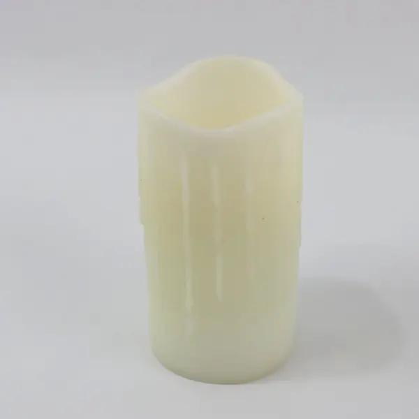 Lot of 2 LED Battery Operated Cream Color Wax Drip Pattern Flameless Candles 