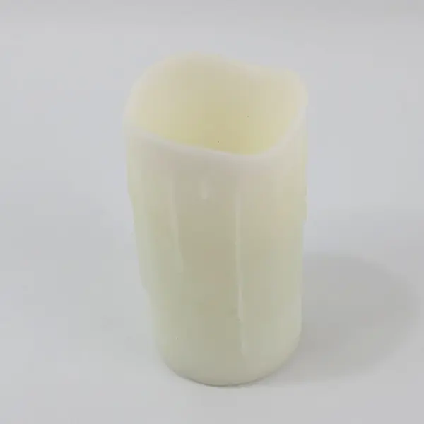Lot of 2 LED Battery Operated Cream Color Wax Drip Pattern Flameless Candles 
