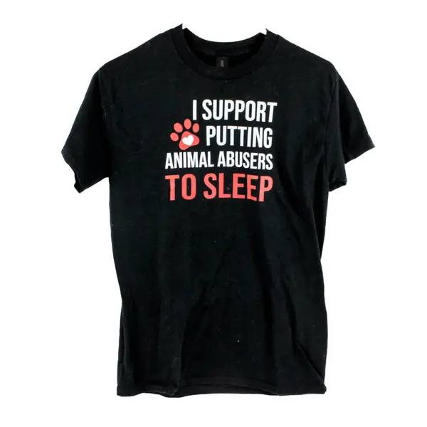 Gildan Men's Black Graphic Tee I Support Putting Animal Abusers To Sleep Small