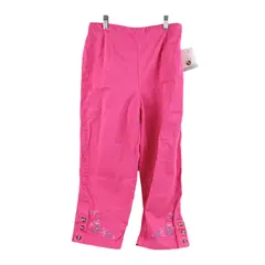 Cascade Blue Women's Small Pink Pull-On Pants Floral Embroidery NWT