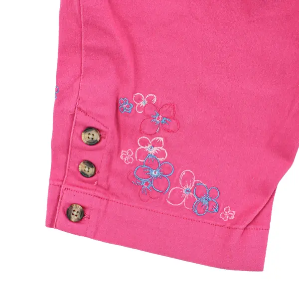 Cascade Blue Women's Small Pink Pull-On Pants Floral Embroidery NWT
