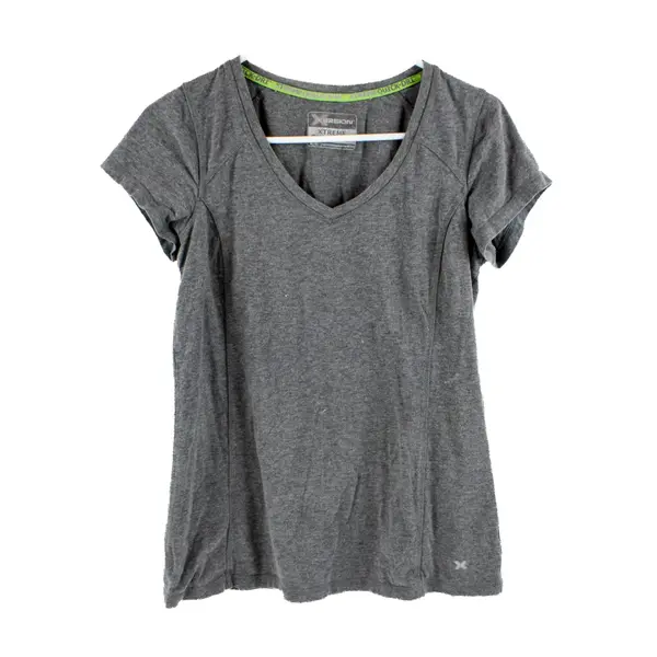 Xersion Xtreme Quick-Dri Women's Gray V-Neck Short Sleeve T-Shirt Medium