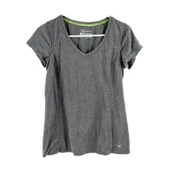 Xersion Xtreme Quick-Dri Women's Gray V-Neck Short Sleeve T-Shirt Medium